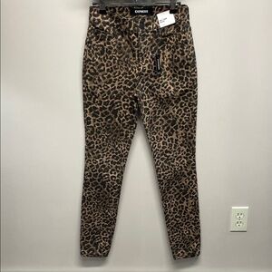 NWT Express Ankle Legging High Rise Denim Jeans Leopard Print 0L